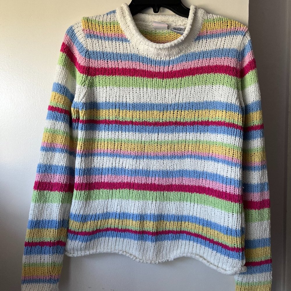 Simply Basic Multi-Colored Striped Pullover Sweater Girls 14-16